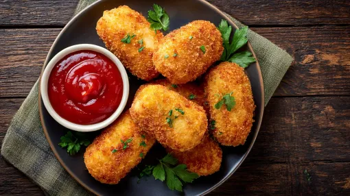 Restaurant créole avec des croquettes au poulet à Sainte-Marie, La Réunion, Sainte-Marie, Baraka Sam